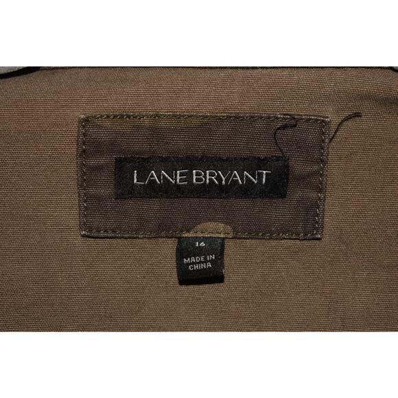 LANE BRYANT $89 Green Camo Zip Front Utility Jacket Snap Placket Size 16 - Picture 5 of 5